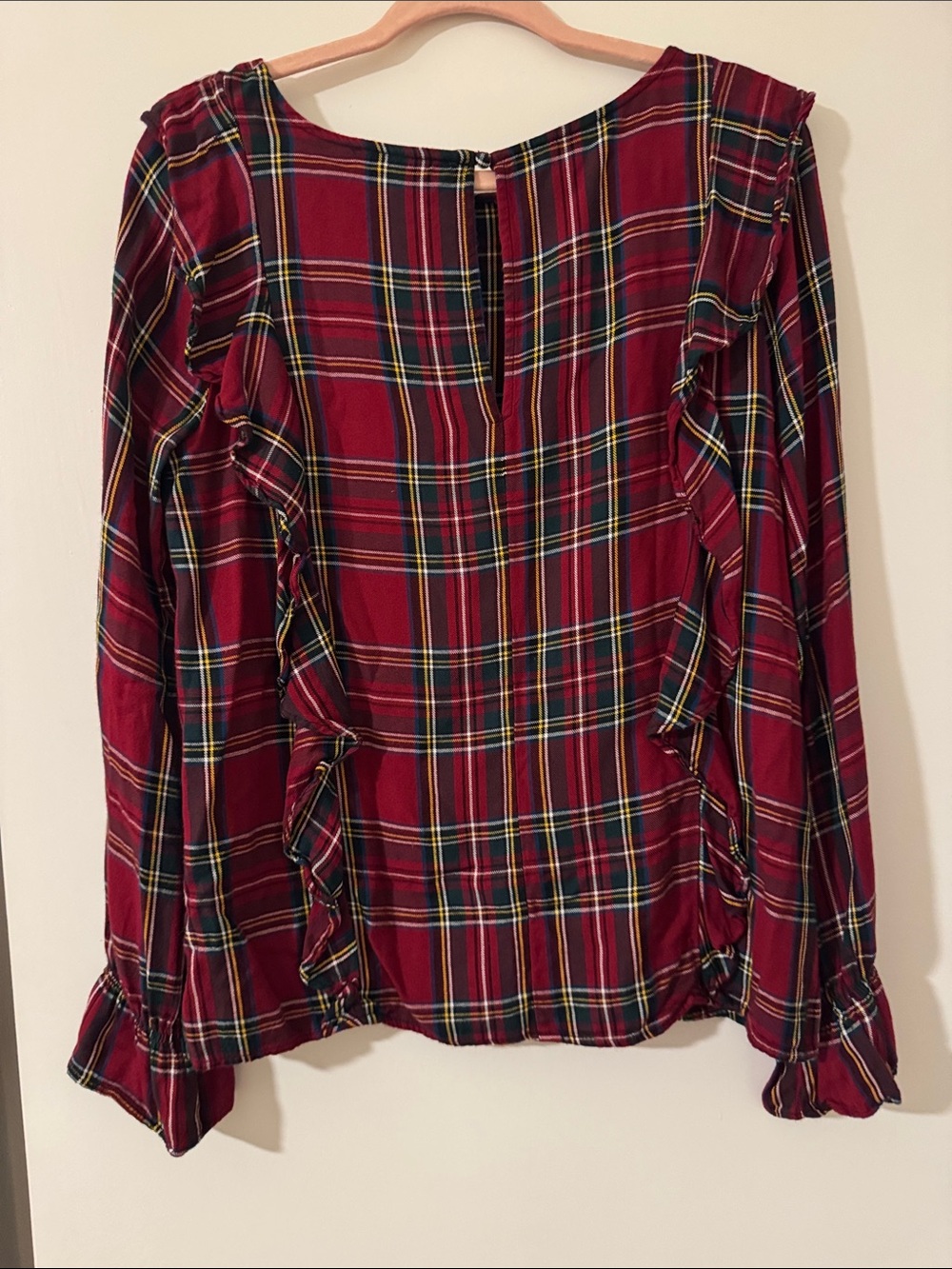 Women's Sanctuary Scout Plaid Ruffle Top size Medium - Picture 4 of 8